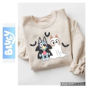 BLUEY HALLOWEEN VAMPIRE GHOST BATS GILDAN SWEATSHIRT